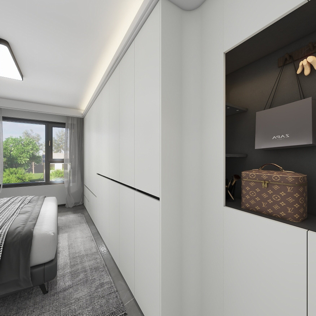 Esquema Branco Espaço de Armazenamento Moderno Quarto Grande