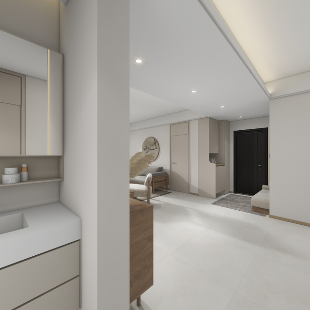 Oak Wood Wood Color Melamine Laterroom Gabinete